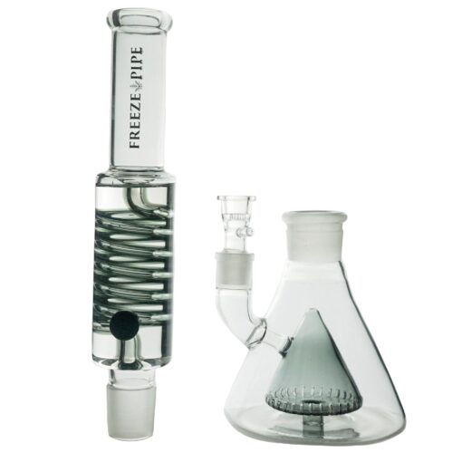 Freeze Pipe Bong XL showcasing the large glycerin coil and stylish beaker base, designed for optimal cooling and smooth smoking experience.