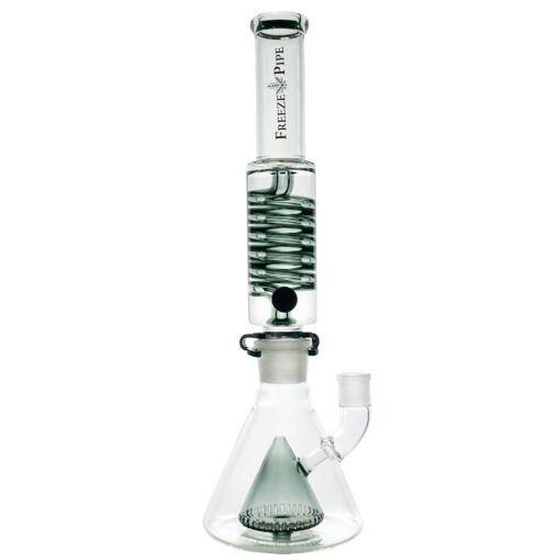 Freeze Pipe Bong XL showcasing the large glycerin coil and stylish beaker base, designed for optimal cooling and smooth smoking experience.