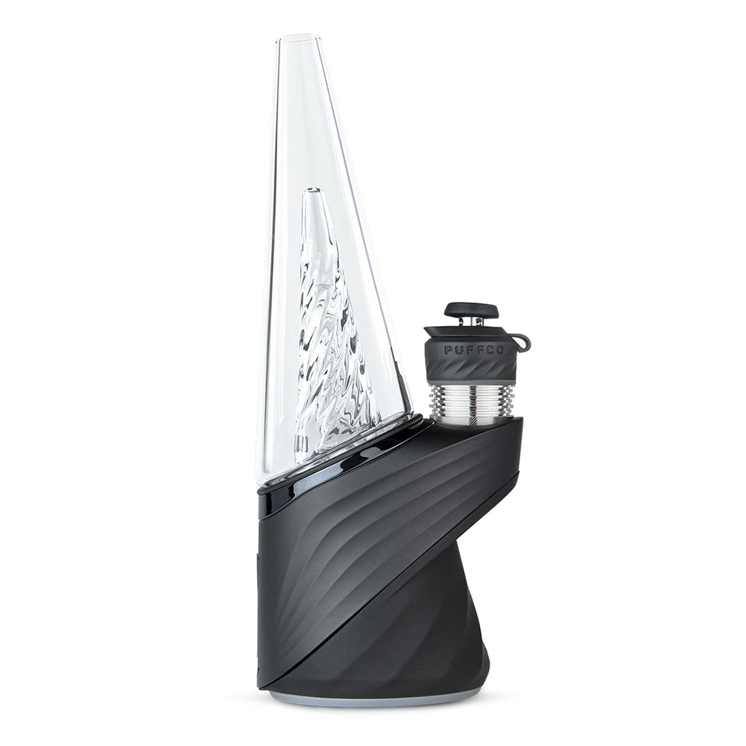 Puffco New Peak Pro showcasing its sleek design, 3D XL Chamber, and Joystick Cap, emphasizing its premium build and advanced features. - Plasma