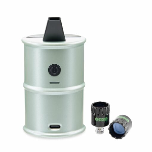Ooze Electro Barrel E-Rig showcasing its sleek design, removable water bubbler chamber, and Onyx atomizer, perfect for flavorful dabbing. - Fresh Sage