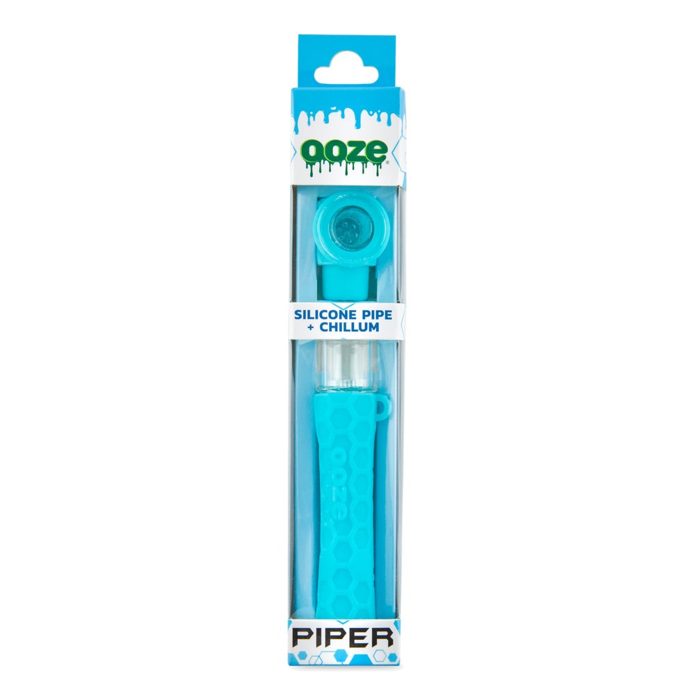 Ooze Piper 2-in-1 Silicone & Glass Hand Pipe and Chillum in assorted vibrant colors, showcasing its sleek design and functional versatility, perfect for cannabis enthusiasts who appreciate style and convenience. Available exclusively at Cannabox. - Assorted