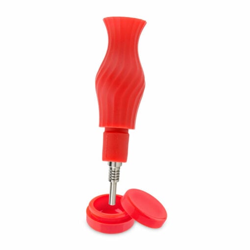 Ooze Ozone 4-in-1 Hybrid Silicone & Glass Water Pipe showcasing clear glass chamber and colorful silicone exterior, perfect for versatile smoking sessions.