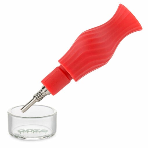 Ooze Ozone 4-in-1 Hybrid Silicone & Glass Water Pipe showcasing clear glass chamber and colorful silicone exterior, perfect for versatile smoking sessions.