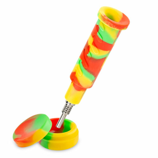 Ooze Cranium 4-in-1 Hybrid Silicone & Glass Water Pipe featuring a striking skull design, showcasing its multifunctional capabilities for enjoying flower and concentrates, perfect for cannabis enthusiasts seeking both style and versatility, available at Cannabox.