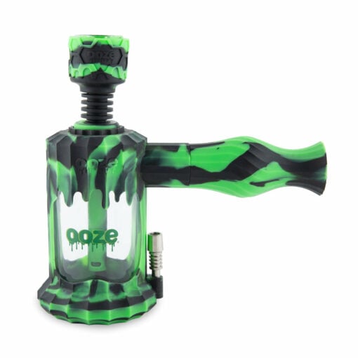 Ooze Clobb 4-in-1 Hybrid Silicone & Glass Water Pipe, featuring a sleek and modern design that combines functionality with aesthetics. This versatile piece allows for seamless transitions between flower, concentrates, and dab straw use, showcasing a unique blend of durable silicone and elegant glass. Perfect for upscale cannabis culture enthusiasts, available at Cannabox.