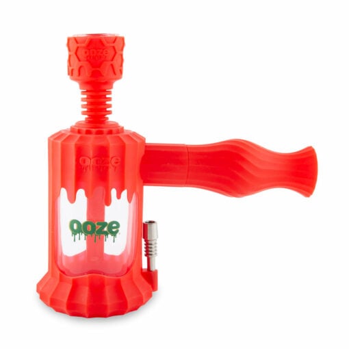 Ooze Clobb 4-in-1 Hybrid Silicone & Glass Water Pipe, featuring a sleek and modern design that combines functionality with aesthetics. This versatile piece allows for seamless transitions between flower, concentrates, and dab straw use, showcasing a unique blend of durable silicone and elegant glass. Perfect for upscale cannabis culture enthusiasts, available at Cannabox.