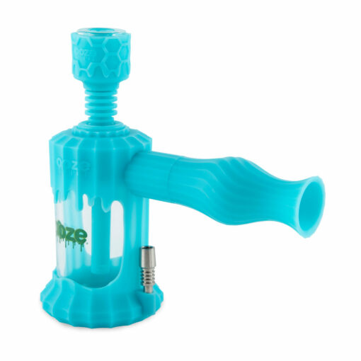 Ooze Clobb 4-in-1 Hybrid Silicone & Glass Water Pipe, featuring a sleek and modern design that combines functionality with aesthetics. This versatile piece allows for seamless transitions between flower, concentrates, and dab straw use, showcasing a unique blend of durable silicone and elegant glass. Perfect for upscale cannabis culture enthusiasts, available at Cannabox.