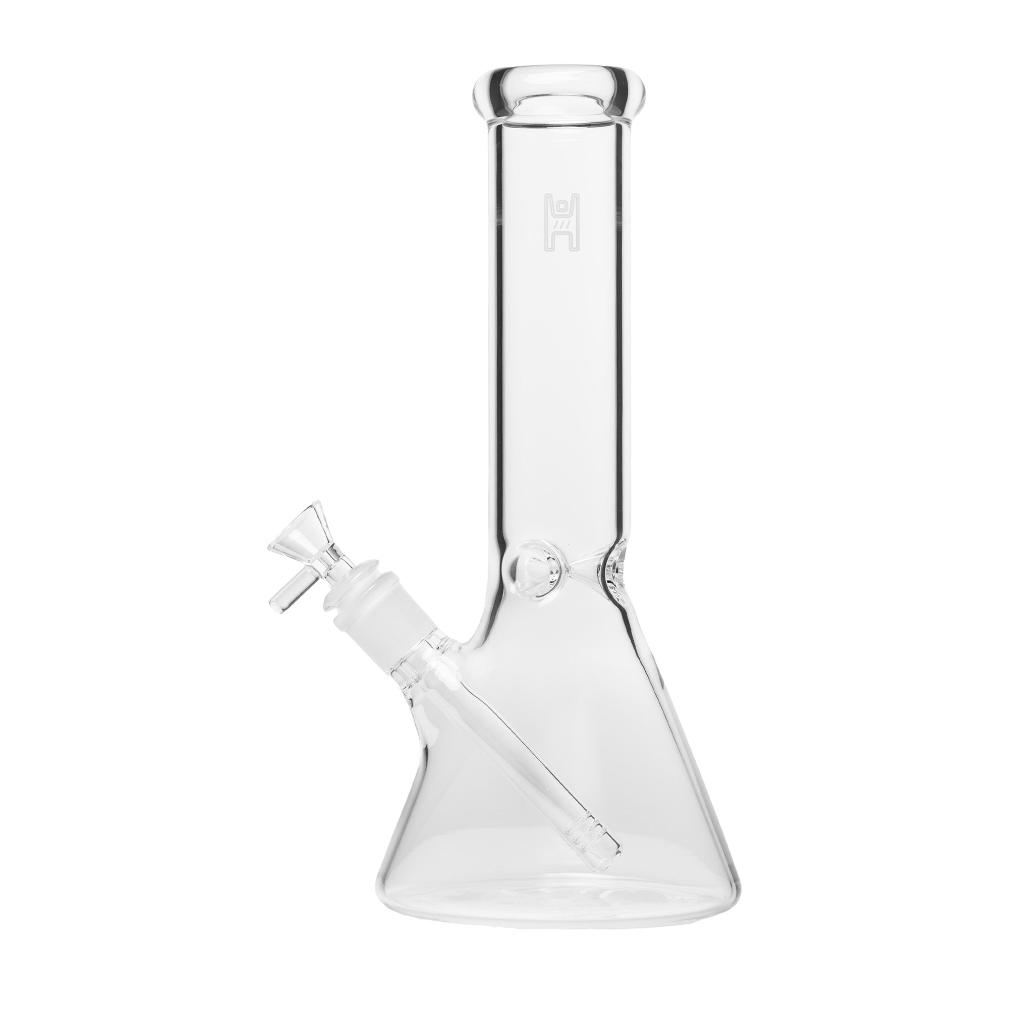 A beautifully handcrafted 12-inch beaker water pipe by Human Grade, showcasing its sleek design and durable construction. The glass pipe features a wide base for stability and a smooth neck for comfortable use, making it an essential addition to any cannabis enthusiast's collection. Ideal for enhancing the smoking experience with both functionality and aesthetic appeal, this piece is perfect for those who appreciate upscale cannabis culture. Available at Cannabox.