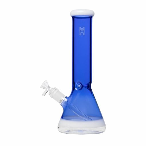 A beautifully handcrafted 12-inch beaker water pipe by Human Grade, showcasing its sleek design and durable construction. The glass pipe features a wide base for stability and a smooth neck for comfortable use, making it an essential addition to any cannabis enthusiast's collection. Ideal for enhancing the smoking experience with both functionality and aesthetic appeal, this piece is perfect for those who appreciate upscale cannabis culture. Available at Cannabox.