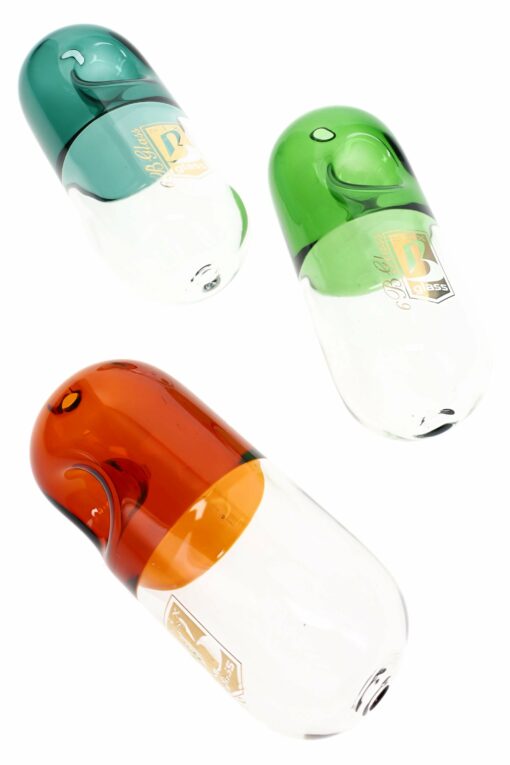 6B Glass Pill Steamroller Pipe – 5″ – Assorted Colors - Image 2