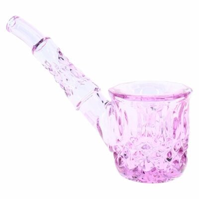 A beautifully crafted NWTN Home Highball Glass Hand Pipe, measuring 5 inches, showcasing a vintage elegant design that seamlessly blends style with practicality, perfect for enhancing your smoking ritual. Available at Cannabox. - Orchid