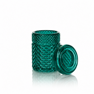 Stylish teal Twenties Collection Jar by Jane West made from 100% borosilicate glass with a silicone-sealed lid, designed for optimal storage. - Default Title