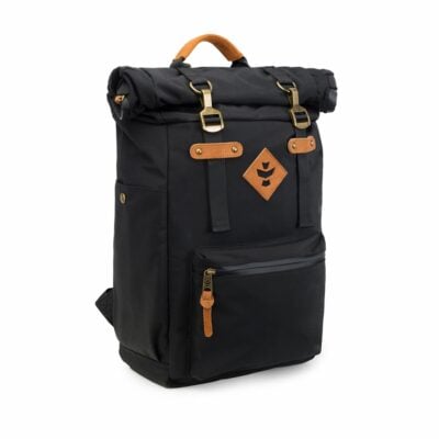 The Drifter rolltop backpack featuring a sleek design, smell-proof technology, and water-resistant materials, ideal for everyday smokers on the go. - Leopard