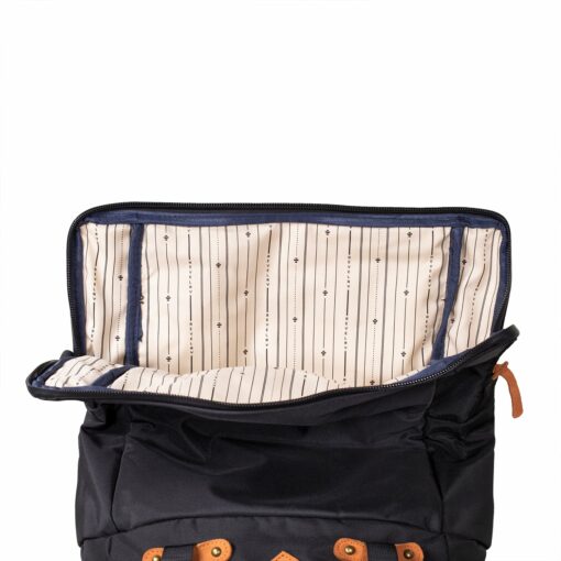 The Drifter rolltop backpack featuring a sleek design, smell-proof technology, and water-resistant materials, ideal for everyday smokers on the go.