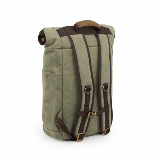 The Drifter rolltop backpack featuring a sleek design, smell-proof technology, and water-resistant materials, ideal for everyday smokers on the go.