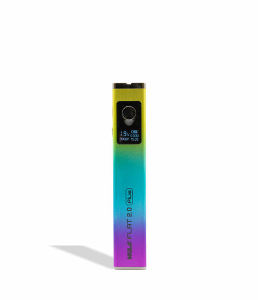 Wulf Mods Flat Plus 2.0 510 Thread Battery in sleek black design, showcasing its compact form and adjustable voltage settings, ideal for enhancing your vaping experience. This powerful 900mAh battery is a must-have for everyday smokers, available at Cannabox. - Full Color