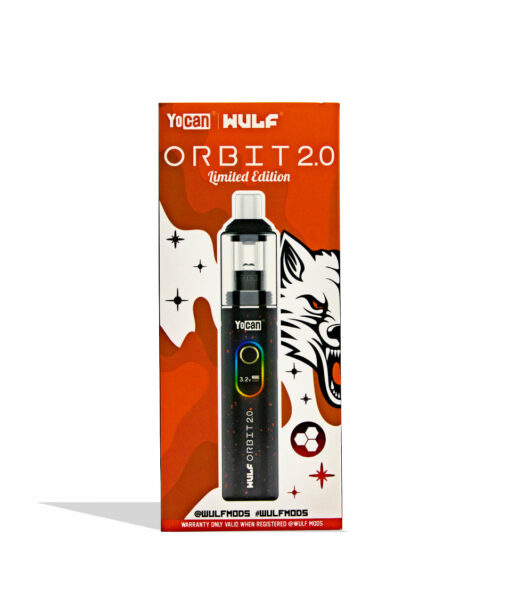 Wulf Mods Orbit 2.0 Concentrate Vaporizer showcasing its glass dome, ceramic mouthpiece, and vibrant color options, designed for optimal vaporization.
