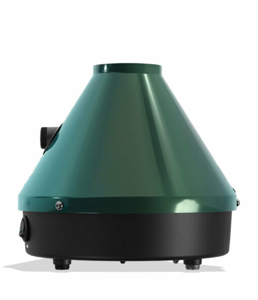 The Storz & Bickel Classic Volcano Vaporizer Evergreen Edition, featuring a sleek and modern design with a vibrant green finish, is showcased against a stylish backdrop. This premium vaporizer is designed for both dry herbs and concentrates, highlighting its versatility and functional aesthetics, perfect for everyday smokers seeking an elevated vaping experience from Cannabox.