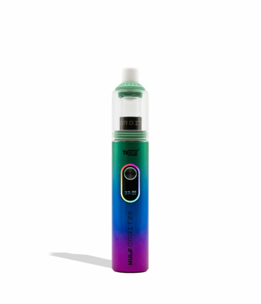 Wulf Mods Orbit 2.0 Concentrate Vaporizer showcasing its glass dome, ceramic mouthpiece, and vibrant color options, designed for optimal vaporization. - Full Color