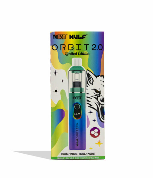 Wulf Mods Orbit 2.0 Concentrate Vaporizer showcasing its glass dome, ceramic mouthpiece, and vibrant color options, designed for optimal vaporization.