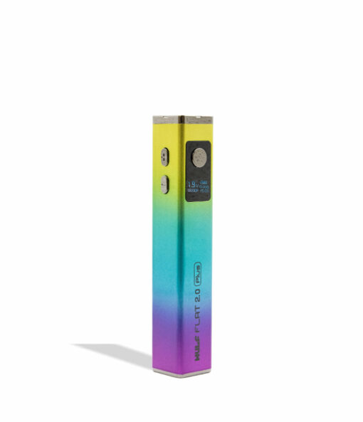 Wulf Mods Flat Plus 2.0 510 Thread Battery in sleek black design, showcasing its compact form and adjustable voltage settings, ideal for enhancing your vaping experience. This powerful 900mAh battery is a must-have for everyday smokers, available at Cannabox.