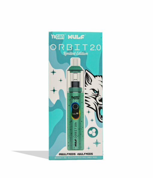 Wulf Mods Orbit 2.0 Concentrate Vaporizer showcasing its glass dome, ceramic mouthpiece, and vibrant color options, designed for optimal vaporization.
