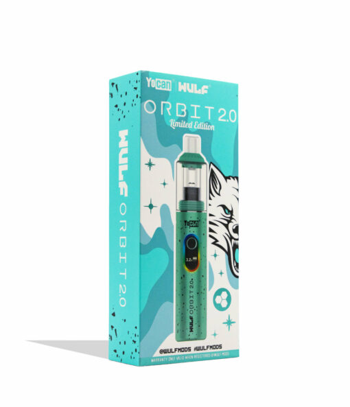 Wulf Mods Orbit 2.0 Concentrate Vaporizer showcasing its glass dome, ceramic mouthpiece, and vibrant color options, designed for optimal vaporization.