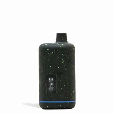 Wulf Mods Recon 510 Thread Battery showcasing its sleek design, LED display, and USB-C charging port, available in multiple colors. - White-Red Spatter
