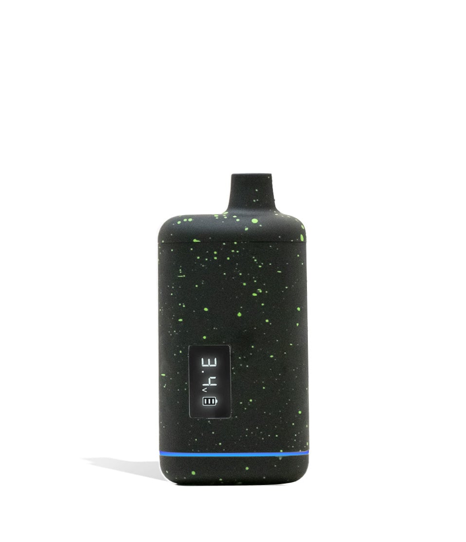 Wulf Mods Recon 510 Thread Battery showcasing its sleek design, LED display, and USB-C charging port, available in multiple colors. - White-Red Spatter