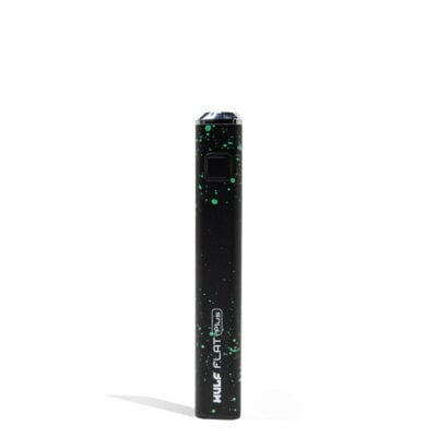 Wulf Mods Flat Plus 510 Thread Battery in various colors showcasing its sleek design and USB-C charging port. - White-Red Spatter