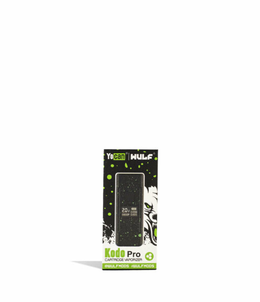 Wulf Mods KODO Pro 510 Thread Battery showcasing its sleek design, vivid OLED display, and adjustable voltage buttons, perfect for enhancing your vaping sessions.