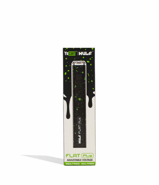 Wulf Mods Flat Plus 510 Thread Battery in vibrant colors showcasing its sleek design and USB-C charging port, ideal for everyday smokers.