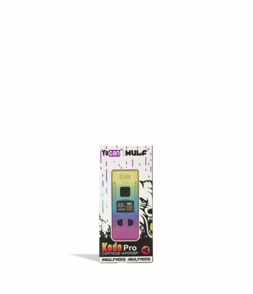 Wulf Mods KODO Pro 510 Thread Battery showcasing its sleek design, vivid OLED display, and adjustable voltage buttons, perfect for enhancing your vaping sessions.