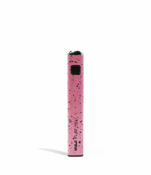 Wulf Mods Flat Plus 510 Thread Battery in vibrant colors showcasing its sleek design and USB-C charging port, ideal for everyday smokers. - Pink-Black Spatter