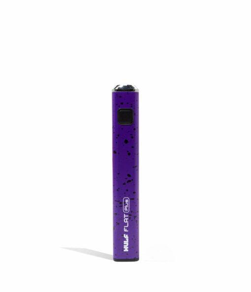 Wulf Mods Flat Plus 510 Thread Battery in vibrant colors showcasing its sleek design and USB-C charging port, ideal for everyday smokers. - Purple-Black Spatter