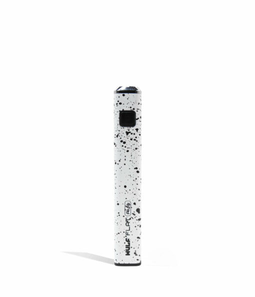 Wulf Mods Flat Plus 510 Thread Battery in vibrant colors showcasing its sleek design and USB-C charging port, ideal for everyday smokers. - White-Black Spatter
