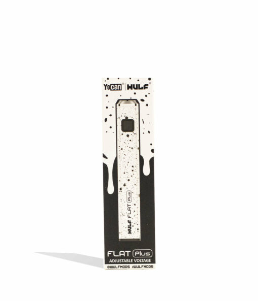 Wulf Mods Flat Plus 510 Thread Battery in vibrant colors showcasing its sleek design and USB-C charging port, ideal for everyday smokers.