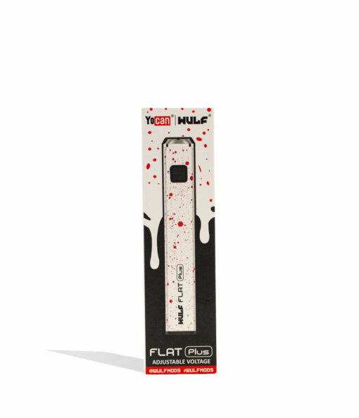 Wulf Mods Flat Plus 510 Thread Battery in vibrant colors showcasing its sleek design and USB-C charging port, ideal for everyday smokers.
