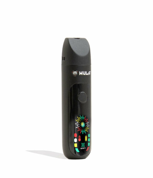 Wulf Mods Budr Portable Concentrate Vaporizer in sleek design with a vibrant LED screen, showcasing its compact size and ergonomic grip for comfortable use.