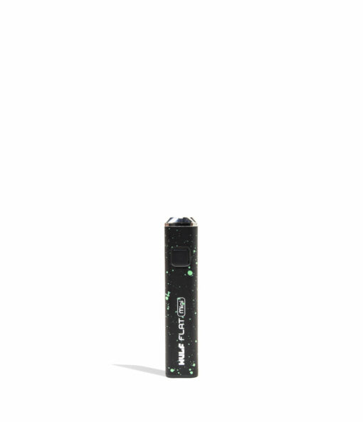 Wulf Mods Flat Mini 510 Thread Battery showcasing its sleek design, USB-C charging port, and vibrant LED indicators for temperature settings.