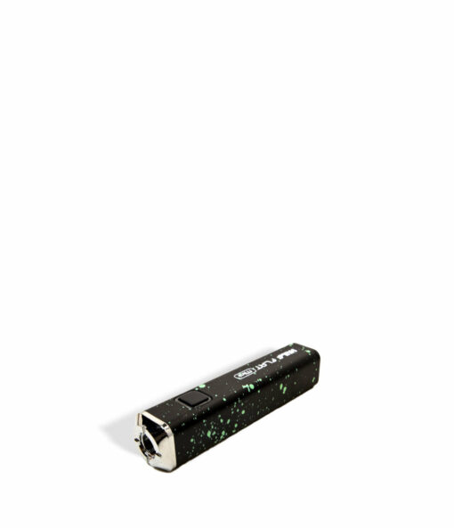 Wulf Mods Flat Mini 510 Thread Battery showcasing its sleek design, USB-C charging port, and vibrant LED indicators for temperature settings.