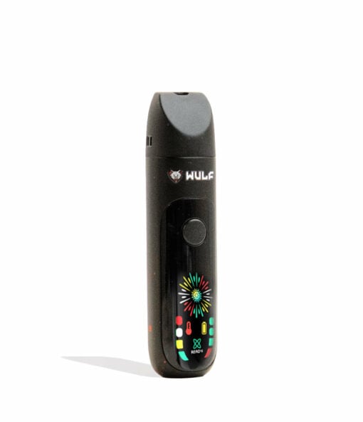Wulf Mods Budr Portable Concentrate Vaporizer in sleek design with a vibrant LED screen, showcasing its compact size and ergonomic grip for comfortable use.