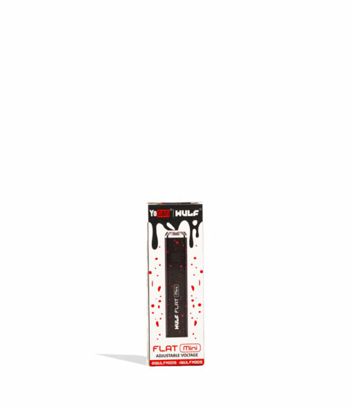 Wulf Mods Flat Mini 510 Thread Battery showcasing its sleek design, USB-C charging port, and vibrant LED indicators for temperature settings.