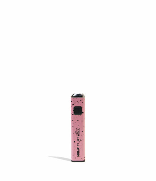 Wulf Mods Flat Mini 510 Thread Battery showcasing its sleek design, USB-C charging port, and vibrant LED indicators for temperature settings.
