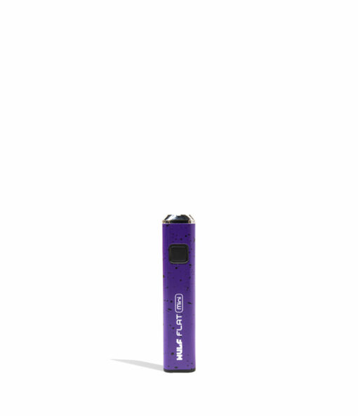 Wulf Mods Flat Mini 510 Thread Battery showcasing its sleek design, USB-C charging port, and vibrant LED indicators for temperature settings.