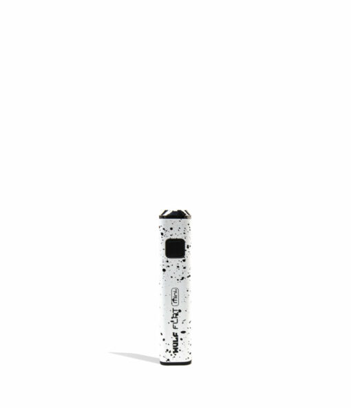 Wulf Mods Flat Mini 510 Thread Battery showcasing its sleek design, USB-C charging port, and vibrant LED indicators for temperature settings.