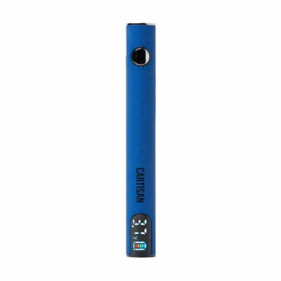 Cartisan Pro Pen NEO 900 Vaporizer showcasing a sleek design with customizable power settings and a vibrant digital display. - Blue