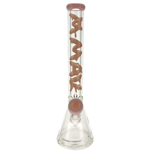 THE GUMGUM 9mm 18-inch thick pink top beaker bong with matching stem and oversized bowl, showcasing premium glass quality and vibrant aesthetics.