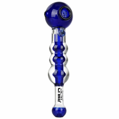 Pulsar Chillr Glycerin Glass Hand Pipe in blue, showcasing its spoon style and borosilicate glass design, filled with freezable glycerin for enhanced cooling. - Default Title