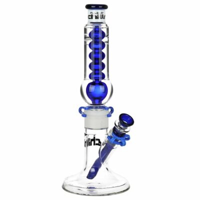 Pulsar Chillr Glycerin Straight Tube Water Pipe in blue, showcasing a 13-inch height, flared base, and 3 pinch ice catcher for enhanced smoking experience. - Default Title